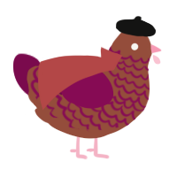 A russet and wine chicken with a lace pattern
