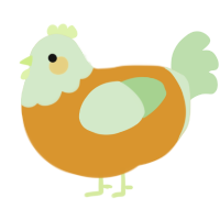 A orange and gluppy chicken with a head pattern