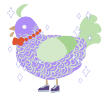 A lilac and gluppy chicken with a double-lace pattern