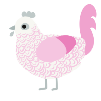 A white and pink chicken with a double-lace pattern