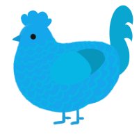 A sky and cerulean chicken with a lace pattern
