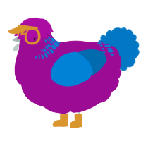 A plum and sapphire chicken with a neck-band pattern