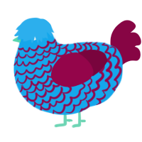 A sky and maroon chicken with a lace pattern