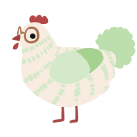 A cream and gluppy chicken with a bar pattern