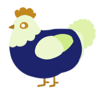 A navy and apple chicken with a head pattern