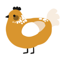 A orange and cream chicken with a neck-speckle pattern