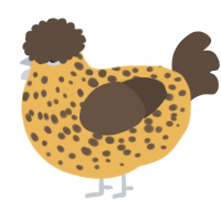 A honey and bark chicken with a speckle pattern