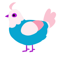A cerulean and rose chicken with a head pattern