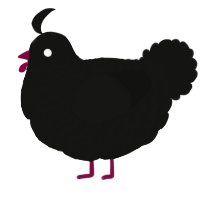 A black chicken with a lace pattern
