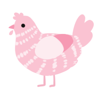 A rose chicken with a bar pattern