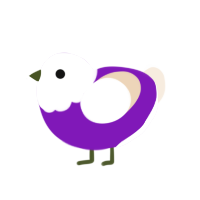 Moldy Grape, a violet and cream chicken with a head pattern