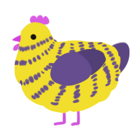 A yellow and overcast chicken with a bar pattern