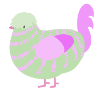 A gluppy and lavender chicken with a bar pattern