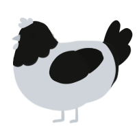 A mist and black chicken with a head pattern