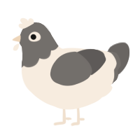 A cream and grey chicken with a head pattern