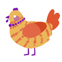 A honey and vermilion chicken with a bar pattern