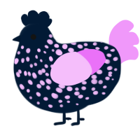 Niyon, a tumblr and lavender chicken with a speckle pattern