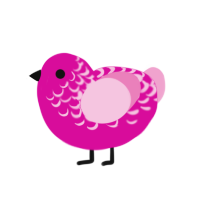 bubbline, a fuchsia and pink chicken with a half-lace pattern