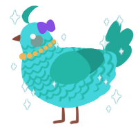 A aqua and turquoise chicken with a lace pattern