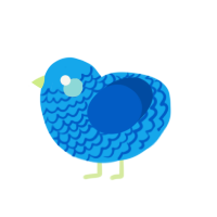 A sky and ultramarine chicken with a lace pattern
