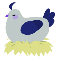 A silver and navy chicken