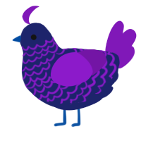 A navy and violet chicken with a lace pattern