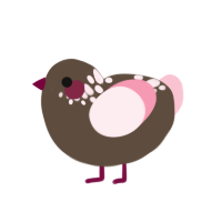 slunky, a bark and rose chicken with a neck-speckle pattern