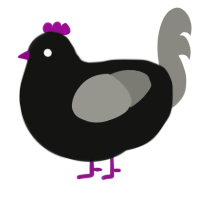 A black and ash chicken