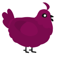 A wine chicken with a head pattern