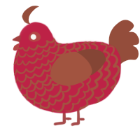 A crimson and russet chicken with a lace pattern
