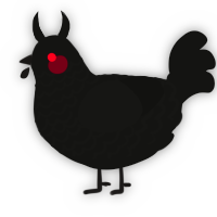 A black chicken with a lace pattern