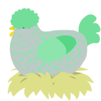 A silver and spring chicken with a speckle pattern