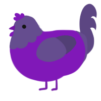 A violet and overcast chicken with a head pattern