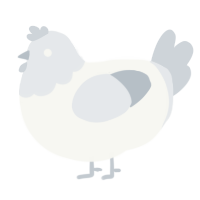 A white and mist chicken with a head pattern