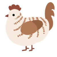 A cream and brown chicken with a half-bar pattern