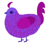 A blurple and plum chicken with a double-lace pattern