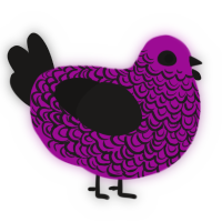 A plum and sable chicken with a double-lace pattern