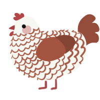 A white and russet chicken with a lace pattern