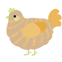 A beige and honey chicken with a bar pattern