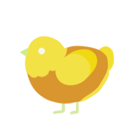 peelet, a orange and yellow chicken with a head pattern