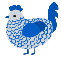 A mist and ultramarine chicken with a lace pattern