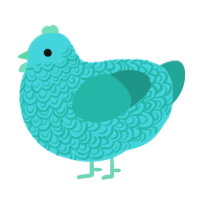 A aqua and turquoise chicken with a double-lace pattern