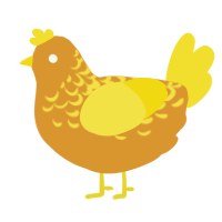 A orange and yellow chicken with a half-lace pattern