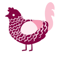 A maroon and rose chicken with a lace pattern