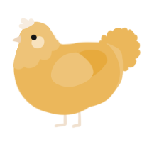 A honey chicken with a head pattern