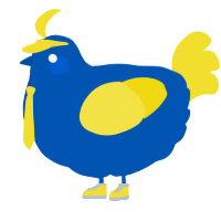 A ultramarine and yellow chicken