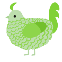 A gluppy and grass chicken with a lace pattern