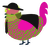 A chartreuse and fuchsia chicken with a lace pattern