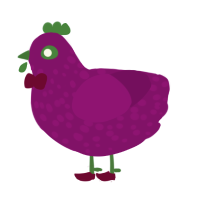 A plum chicken with a speckle pattern