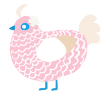 A rose and cream chicken with a lace pattern